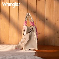 WG206-8122S  Wrangler Aztec Print Rope Tote/Crossbody - Light Pink