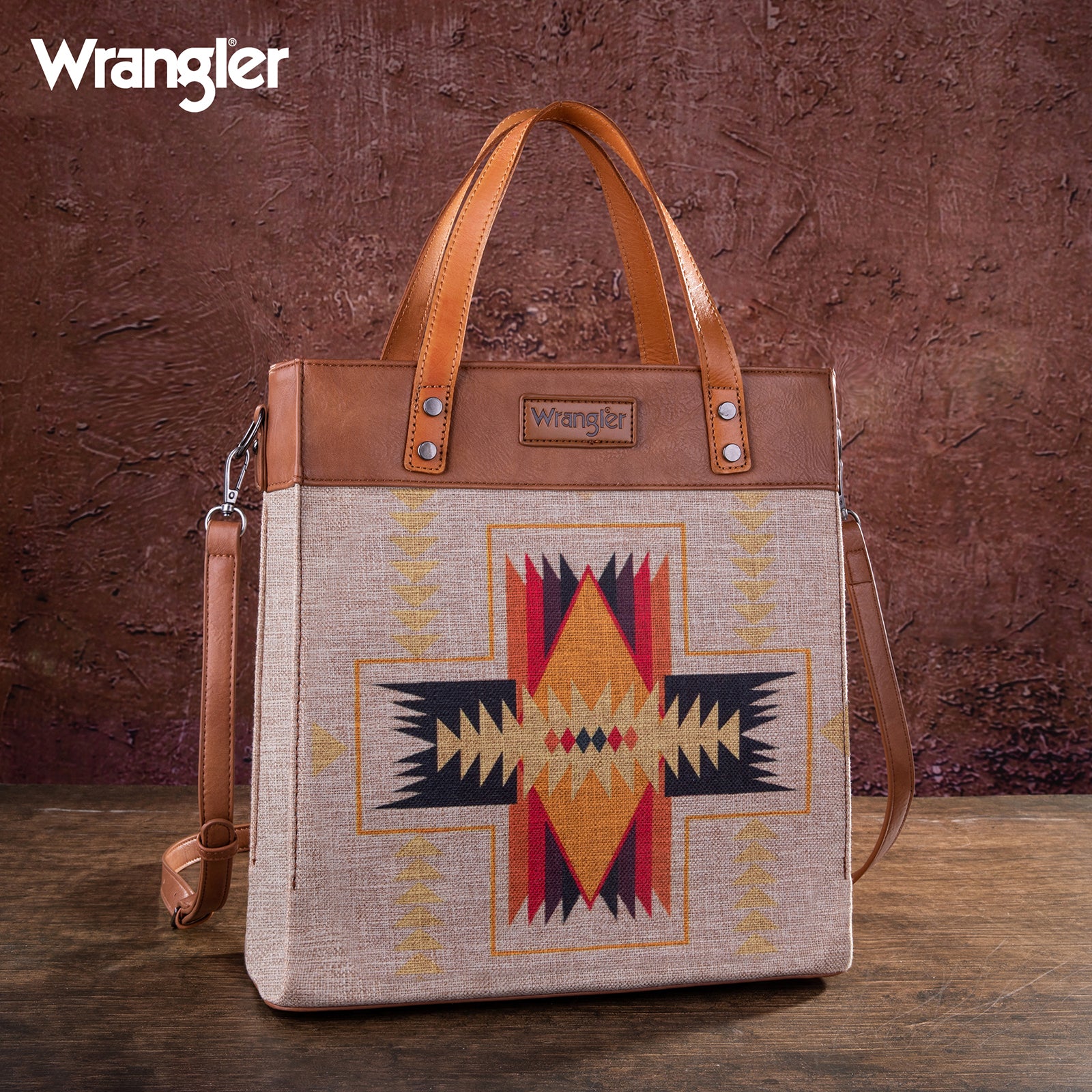 WG54-8317 Wrangler Art Print Canvas Tote/Crossbody - Aztec – MONTANA ...