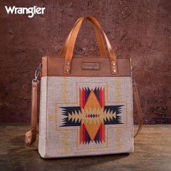 WG54-8317 Wrangler Art Print Canvas Tote/Crossbody - Aztec