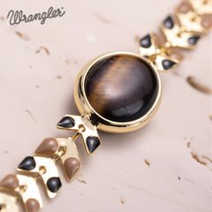 WGW-WH01   Wrangler 14k Gold Western Chain Bracelet Oval Shaped Natural Stone