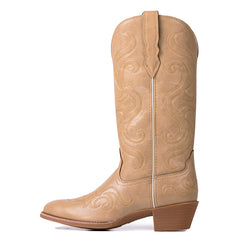 PLT-703602A  Western Women's Vintage Embroidered Round Toe Cowgirl Vegan Leather Boots