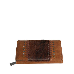 TR117-W010 Trinity Ranch Hair-On Cowhide Collection Secretary Style Wallet