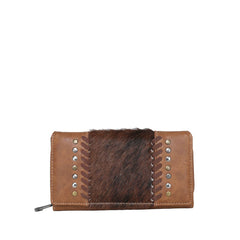 TR117-W010 Trinity Ranch Hair-On Cowhide Collection Secretary Style Wallet