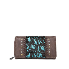 TR117-W010 Trinity Ranch Hair-On Cowhide Collection Secretary Style Wallet
