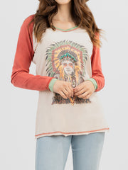 Women Tribal Queen Studded Graphic Long Sleeve Tee DL-T009