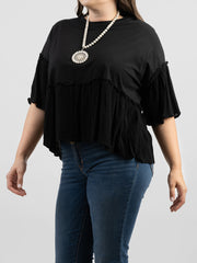 American Bling Women Jersey Contrast Crepe Viscose Plus Size Top AB-T1027（Prepack 6 Pcs）