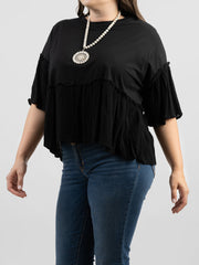American Bling Women Jersey Contrast Crepe Viscose Plus Size Top AB-T1027