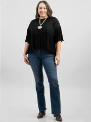 American Bling Women Jersey Contrast Crepe Viscose Plus Size Top AB-T1027（Prepack 6 Pcs）