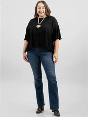 American Bling Women Jersey Contrast Crepe Viscose Plus Size Top AB-T1027