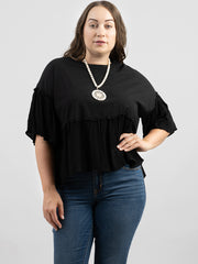 American Bling Women Jersey Contrast Crepe Viscose Plus Size Top AB-T1027（Prepack 6 Pcs）