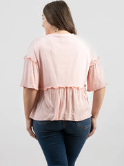 American Bling Women Jersey Contrast Crepe Viscose Plus Size Top AB-T1027（Prepack 6 Pcs）
