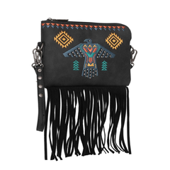 WG36-181 Wrangler Embroidered Fringe Collection Clutch/Wristlet/Crossbody
