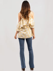 American Bling Women Floral Print Cold Should Cami Top AB-T1014（Prepack 6 Pcs）