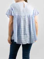American Bling Women Ruffle Short Sleeve Crepe Gingham Plus Size Top AB-T1001（Prepack 6 Pcs）