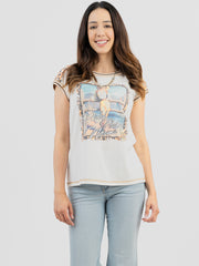 Women's Mineral Wash “Crowgirl” Graphic Short Sleeve Tee DL-T071