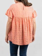 American Bling Women Ruffle Short Sleeve Crepe Gingham Plus Size Top AB-T1001（Prepack 6 Pcs）