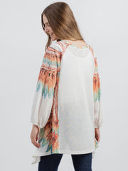 Women's Hand Stitched Studded Drop-shoulder Relaxed ¾ Sleeves Tee DL-T003