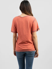 Delila Women Mineral Wash Retro Graphic Short Sleeve Tee DL-T050（Prepack 7 Pcs）