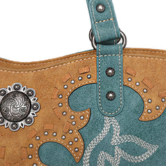 ABZ-G041W American Bling Embroidered Collections Concealed Carry Tote with Zippered-Around Long Wallet