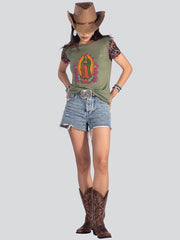 American Bling Our Lady of Guadalupe Women T-Shirt AB-T6004 (Prepack 8 Pcs）