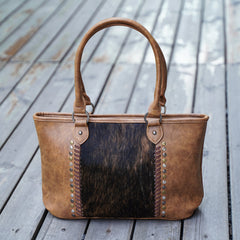 TR117G-8317 Trinity Ranch Hair-On Leather Collection Concealed Carry Wide Tote