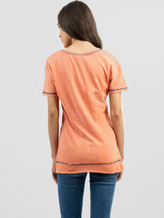 Delila Women Mineral Wash Western Shirt Graphic Short Sleeve Tee DL-T008（Prepack 9 Pcs）