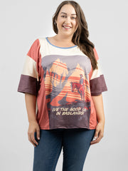 American Bling Women "Live The Good Life In Badlands" Graphic Short Sleeve Tee TSS2022FS