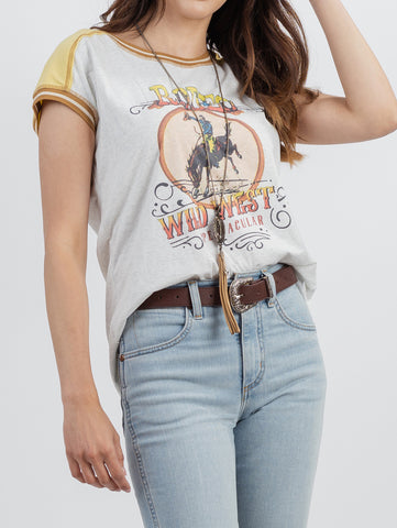 Women's Mineral Wash “Wild West” Graphic Short Sleeve Tee DL-T081