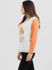Delila Women Mineral Wash “Cowboy Junkie” Graphic Long Sleeve Shirt DL-T078