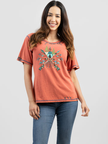 Delila Women Mineral Wash Retro Graphic Short Sleeve Tee DL-T050（Prepack 7 Pcs）