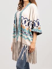 Delila Women Aztec Graphic Fringe Cardigan DL-P002