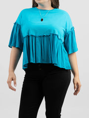 American Bling Women Jersey Contrast Crepe Viscose Plus Size Top AB-T1027