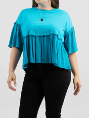 American Bling Women Jersey Contrast Crepe Viscose Plus Size Top AB-T1027（Prepack 6 Pcs）