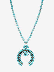 Montana West Turquoise Squash Blossom Pendant Navajo Pearls Necklace - Montana West World