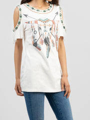 Delila Women Mineral Wash Bull Aztec Graphic Short Sleeve Tee DL-T018  （Prepack 9 Pcs）