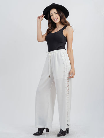 American Bling Women Lace Tie Waist Trousers AB-P1048