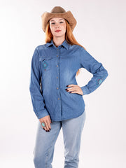 Montana West Women Embroidered Aztec Long Sleeve Chambray Shirt MW-S1002 (Prepack 7 Pcs)