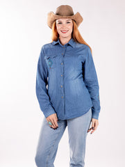 Montana West Women Embroidered Aztec Long Sleeve Chambray Shirt MW-S1002 (Prepack 7 Pcs)