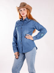 Montana West Women Embroidered Aztec Long Sleeve Chambray Shirt MW-S1002 (Prepack 7 Pcs)