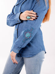 Montana West Women Embroidered Aztec Long Sleeve Chambray Shirt MW-S1002 (Prepack 7 Pcs)