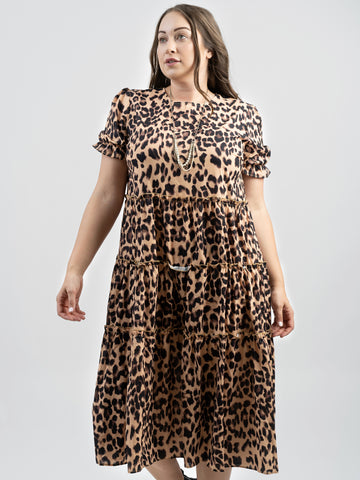 American Bling Women Leopard Print Layered Dress AB-D1021（Prepack 6 Pcs）