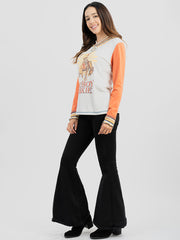 Delila Women Mineral Wash “Cowboy Junkie” Graphic Long Sleeve Shirt DL-T078