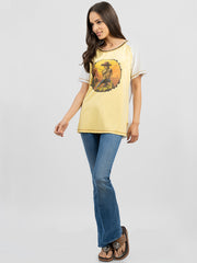 Delila Women Mineral Wash “Cowgirl” Graphic Short Sleeve Tee DL-T052 (Prepack 7 Pcs)