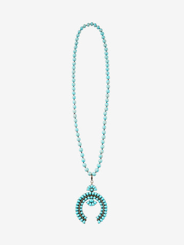Montana West Turquoise Squash Blossom Pendant Navajo Pearls Necklace - Montana West World