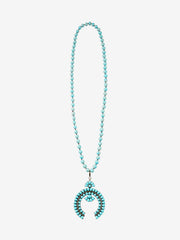Montana West Turquoise Squash Blossom Pendant Navajo Pearls Necklace - Montana West World