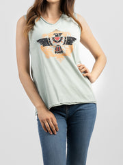 Delila Women Mineral Wash Wild Soul Graphic Sleeveless Tee DL-T060