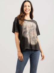 Delila Women Mineral Wash Cross Graphic Tee DL-T062 （Preack 7 Pcs）