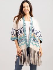 Delila Women Aztec Graphic Fringe Cardigan DL-P002
