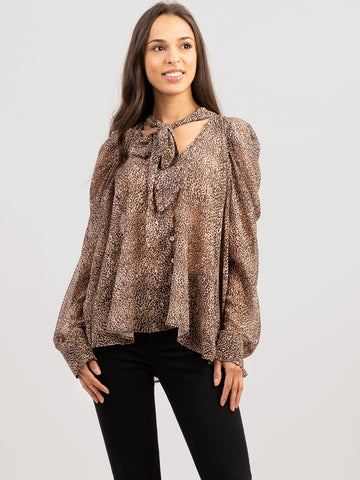 American Bling Women Leopard Print Deep V Shirt AB-TS1037