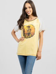 Delila Women Mineral Wash “Cowgirl” Graphic Short Sleeve Tee DL-T052 (Prepack 7 Pcs)